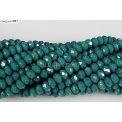 Opaque Seagreen Czech Crystal 2mm x 3mm Faceted Rondelle Loose Spacer Beads For Bracelet Necklace Jewelry Craft 10 Strands/Pack