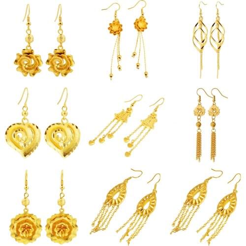 New Fashion Ear jewelry Tassel dangle earrings For Woman Original 24K gold link Chain Wedding Accessories Valentines Day Gifts