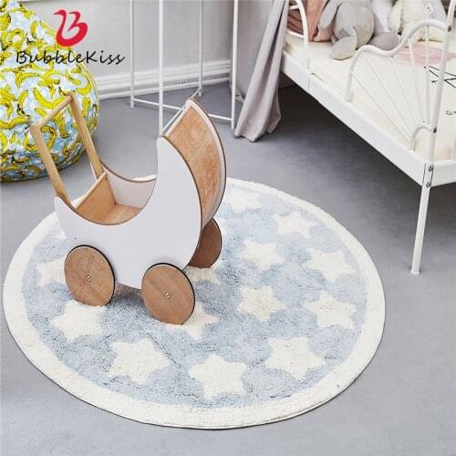 2020 New Nordic Style Cotton Round Kid Carpets For Living Room Bedroom Kid Room Rugs Home Floor Door Mat Delicate Area Rug Mats