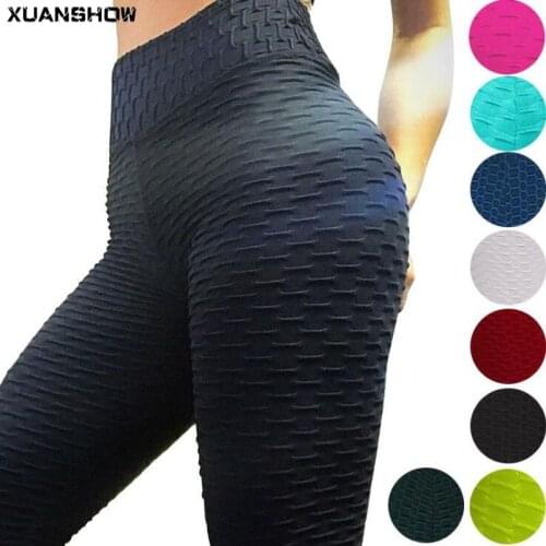 XUANSHOW Sexy Yoga Pants Fitness Sports Leggings Jacquard Push Up Female Running Trousers High Waist Yoga Leggings Gym Pants 3XL
