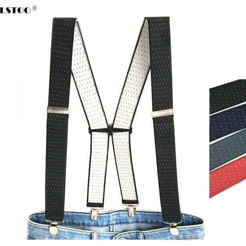 Clothing Accessories Adult Suspenders 3.5 Width 4 Clips Adjustable Elastic dot print braces X Back for men Women Pants BD066