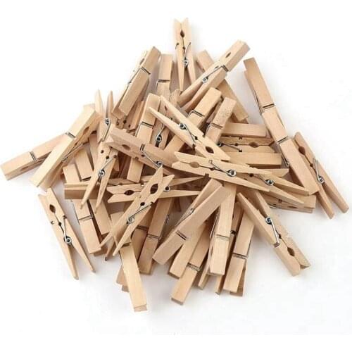 PPYY-50 Pack Wooden Clothespins Multi-Function Wood Photo Paper Peg Pin Craft Clips for Home School Arts Crafts Decoration