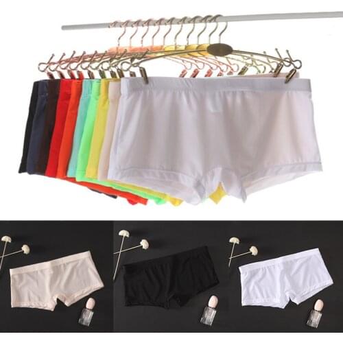 Transparent Men Sexy Seamless Underwear Pants Boxershorts Male Mid-rise Mesh Slips Homme Panties Boxer Shorts M-2XL