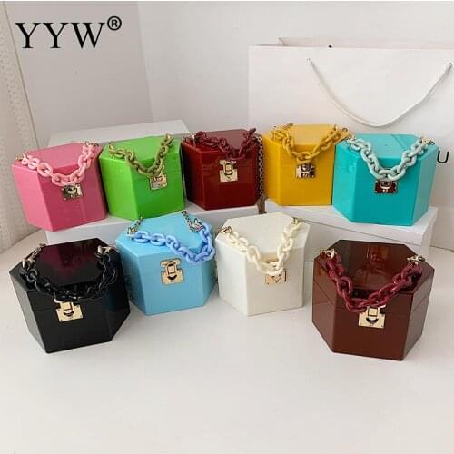 Pvc Candy Color Dinner Box Bag 2021 Mini Suitcase Portable Chain Shoulder Bag Creative Solid Color Bag Lady Party Evening Bag