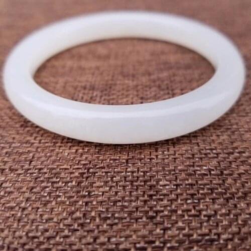Qinghai material and Tianyu ice bottom white jade round bracelet hb2827