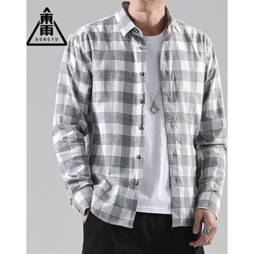 Spring and Autumn Mens Shirts New Cotton Color Spinning Plaid Korean Slim Casual Long Sleeve Shirt Men