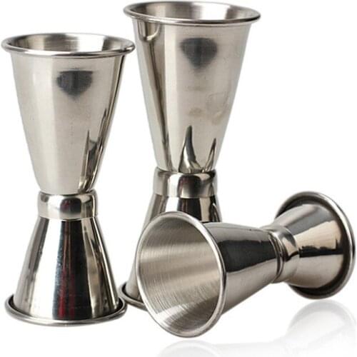 3 sizes stainless steel bar wine cocktail shaker jigger single and double gun, drink mixer, mouthpiece, measuring cup, bar tool