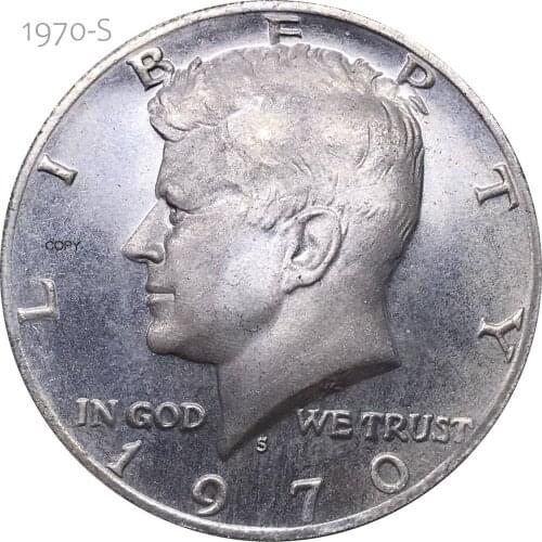 United States Of America Liberty 1970 S Coin 1/2 Kennedy Half Dollar USA Metal China Casting Cupronickel Silver Plated Coins
