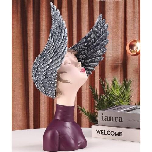 VIP Nordic Modern Character girl boy Wings Sculpture Ornaments Art Home decor Accessories TV hogar desk decoracion gift