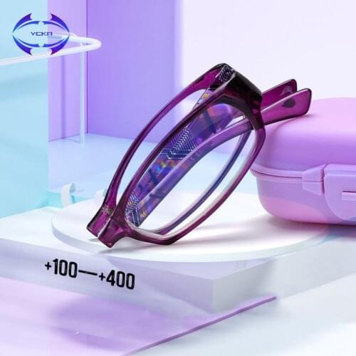 VCKA Folding Anti-blue light Reading Glasses Eyeglass Women Men Portable magnifier eyewear +1.0 +1.5 +2.0 +2.5 +3.0 +3.5 +4.0