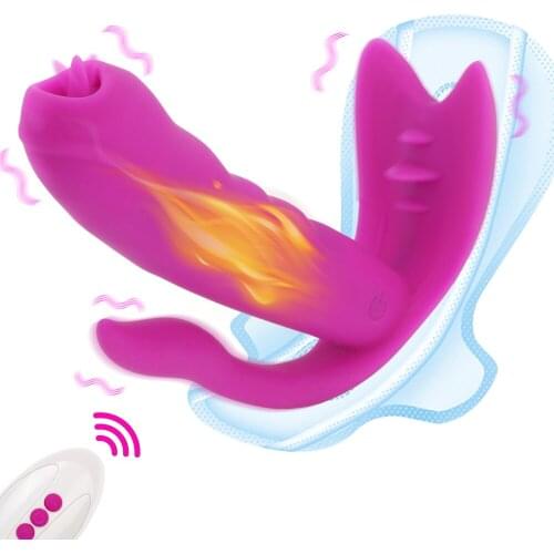 OLO 3 In 1 Heating Anal Vagina Stimulator Licking Vibrator Wearable Dildo Vibrator Clitoris G-Spot Massage Sex Toys for Women