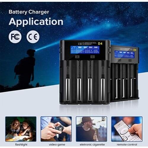 18650 Battery Charger Smart Universal 4-Bay Charger Automatic LCD Display Fast Charging Rechargeable AAAA/AAA/SC/C/F6 HCCY