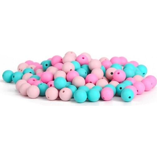 100bag 100(Pcs single color)/bag 12mm Silicone Beads BPA Free Round Beads Baby Chewable Teether Pacifier Clips Toy