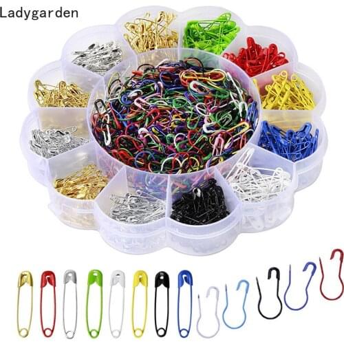 1020PCS Bulb Pins Stitch Markers Metal Safety Pins DIY Sewing Tools Accessory Pear Shaped Calabash Hangtag Pin with Storage Box
