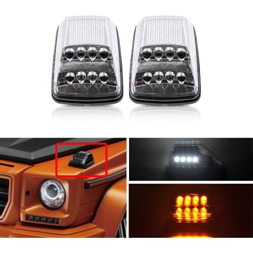 2x For Benz W463 G-Class G500 G550 G55 AMG Front Wing White/Amber Led Turn Signal Lights Parking Corner Lamp