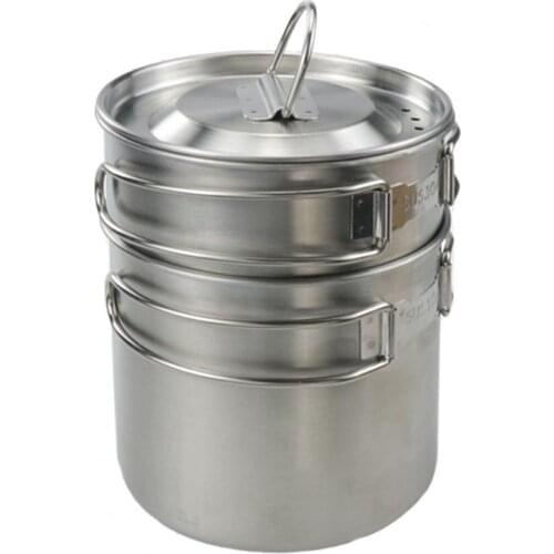 80% Hot Sale 1 Set Water Cup Double-cup Design Folding Handle Portable Stainless Steel Drinking Mug for Outdoor Camping