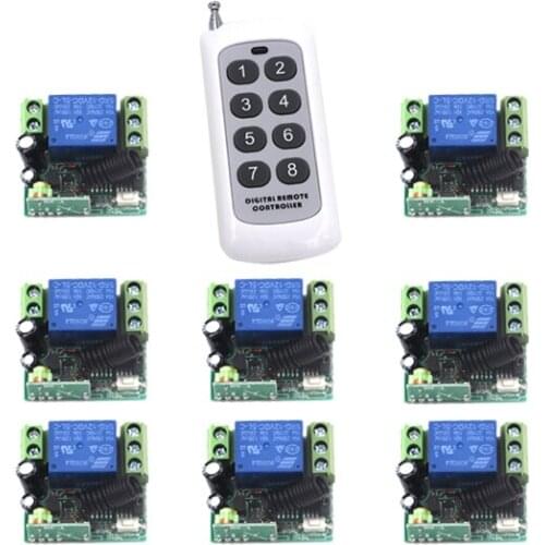 Free Shipping Wireless 1CH ON/OFF DC12V Lamp Remote Control Switch Small Receiver with Case 1Transmitter+8Receiver SKU: 5170