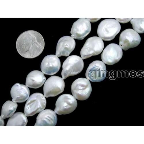 Big 12*18mm White Coin Natural Freshwater High Quality Pearl Loose beads strands 14'' -los786 Free shipping