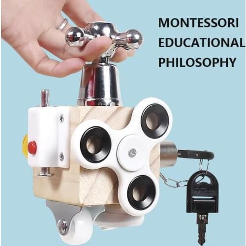 Busy Board Wooden Block Montessori Unlock Toy Color Shape Expression Emotion Early Learning Aids Kids Intelligence Development