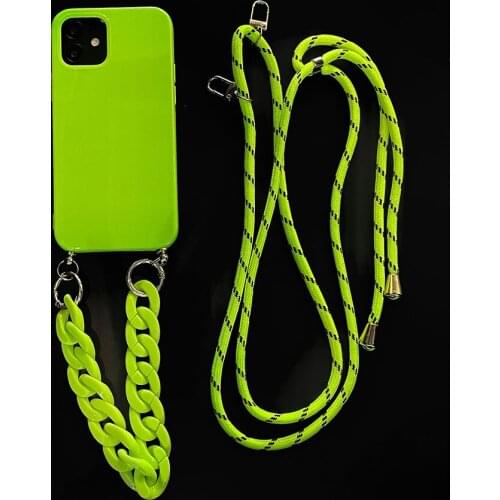 Fluorescence Crossbody Case For iPhone 11ProMax 12 Pro Max 12 12mini XSMAX XR 7 8 Plus Marble Stone Necklace Strap Cases