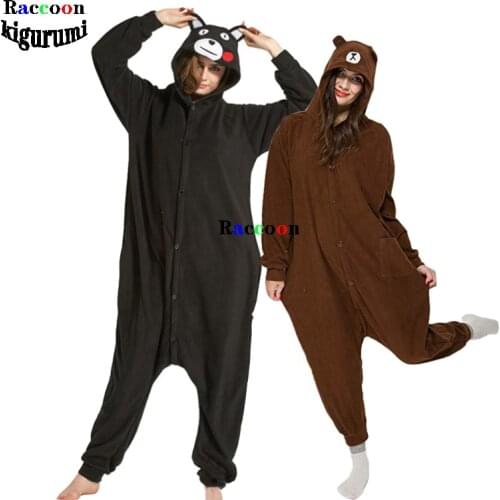Extra large XXL Black Bears Animal Onesies Men Cosplay Costume Anime Adult Pajamas Halloween Brown Bear Women Raccoon Kigurumi