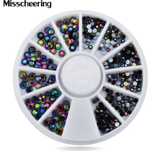 Hot Black AB Rhinestone 3d Nail Art Tips Gems Glitter Decoration Wheel DIY Craft Decorations