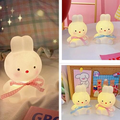 Cute Night Light Ornaments Dormitory Bedroom Bedside Creative Cartoon Rabbit Led Lights for Girls Children Birthday Gifts Lamp