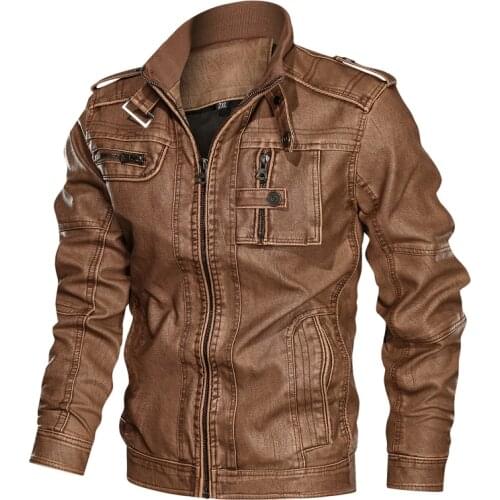 2021 Men New Embroidery Motor Leather Jacket Men Casual Winter Baseball PU Fleece Jackets Coat Fashion Slim Leather Jacket Men