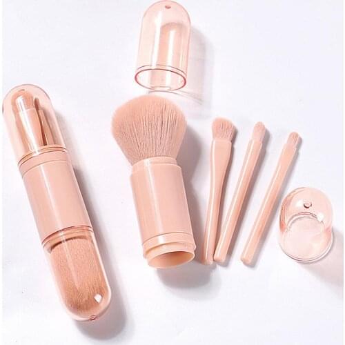 Four-in-one Makeup Brush Set Retractable Portable Makeup Brush Multifunctional Mini Blush Eyeshadow Loose Powder Cosmetic Brush