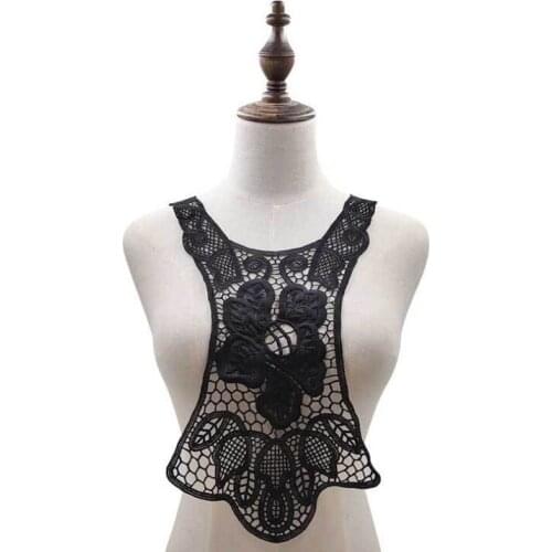 2Pieces Black Embroidery Fake Collar Venise Embroidered Applique Lace Neckline Collar Garment Accessories Scrapbooking