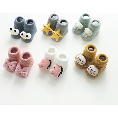 Children Socks Newborn Cartoon Animal Girl Boy Floor Kids Toddler Sock Cotton Floor Sock Shoes Rubber Anti Slip Baby Accessories