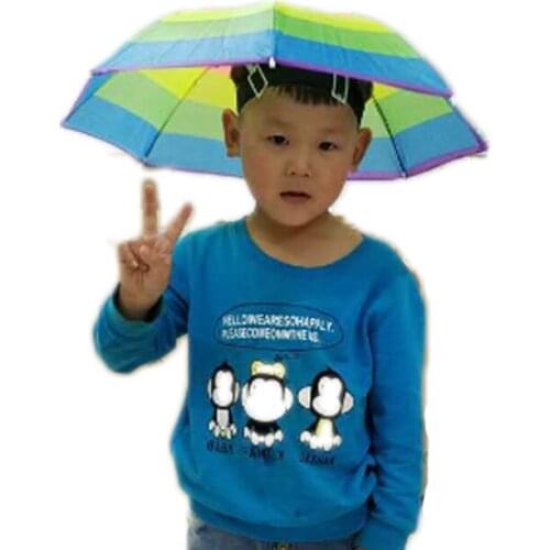 2020 Fishing Hiking Outdoor Shade Rain Hat New Portable 31cm Useful Rainbow Umbrella Hat Awning Camping