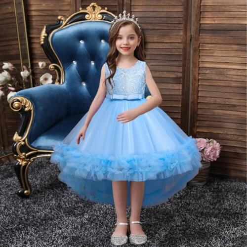3-10 years girls dress embroidered tail mesh princess dress for children birthday party dress wedding dress Christmas costume