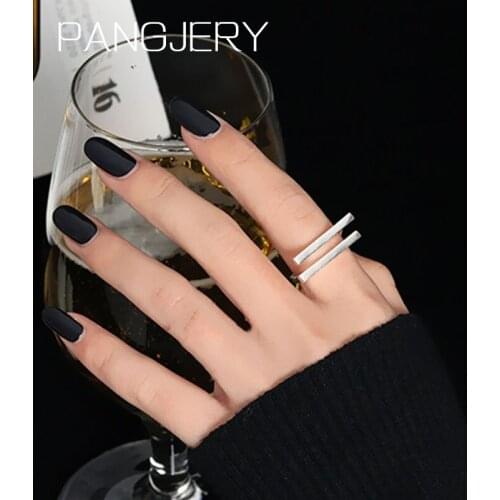 PANGJERY 925 Sterling Silver Rings for Women Fashion Design Creative Double Layer Smooth Geometric Engagement Fine Jewelry Gifts