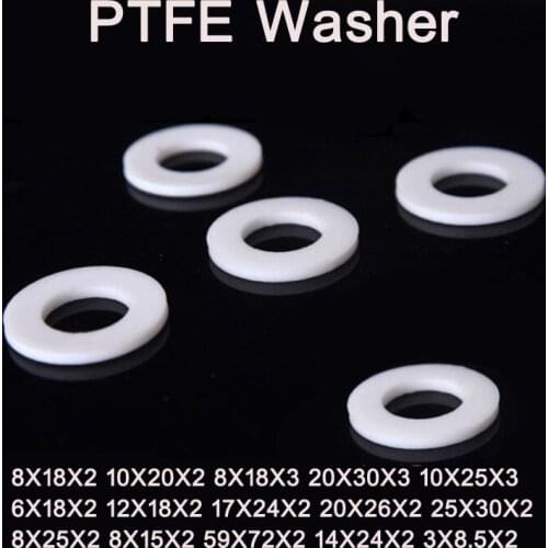 20Pieces Flat Washer F4 PTFE Gasket Fire-resistant Gaskets Bellows Sealing Ring Washers 8X18X2 10X20X2 8X18X3 20X30X3 10X25X3