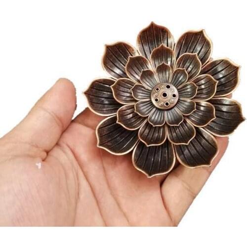 Alloy Incense Burner Stick Holder Buddhism Lotus Line Incense plate Sandalwood Coil Base Temples Yoga Studios Home Decoration