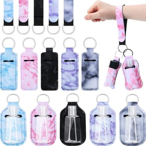 MarbleStyle Portable Hand Sanitizer Bottle Keychain Holder Empty Refillable Travel Bottles Flip Cap Soap Containers With Keyring