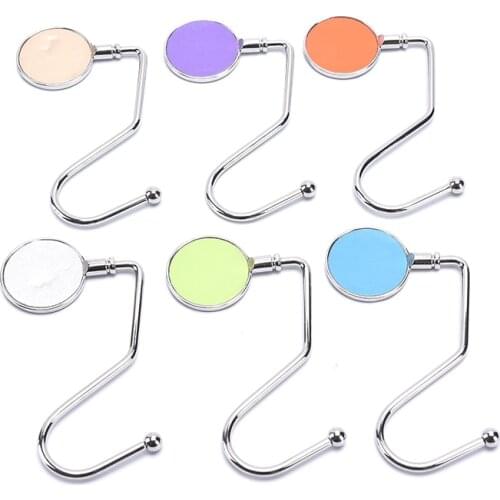 Portable Metal Table Side Hanging Bag Hook Purse Handbag Hanger Foldable Hanging Table Desk Hook Write Name