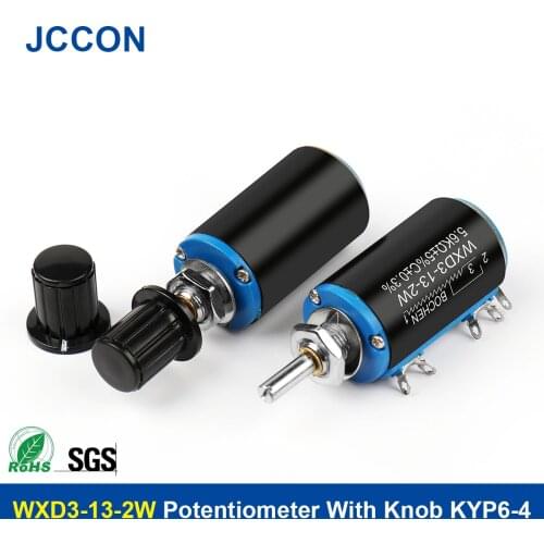 1Pcs WXD3-13-2W Wirewound Potentiometer Resistance 100R Ohm Linear Rotary Potentiometer with Knob
