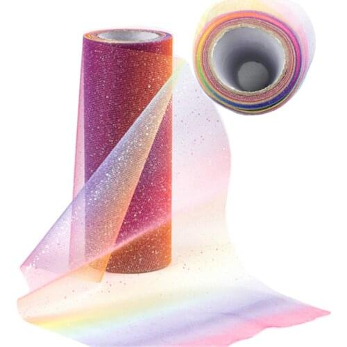 10 Yards 15cm Rainbow Tulle Roll Spool Yarn TUTU Skirt DIY Table Skirt Colorful Organza Fabric Tulle Roll DIY Bows Wedding Decor