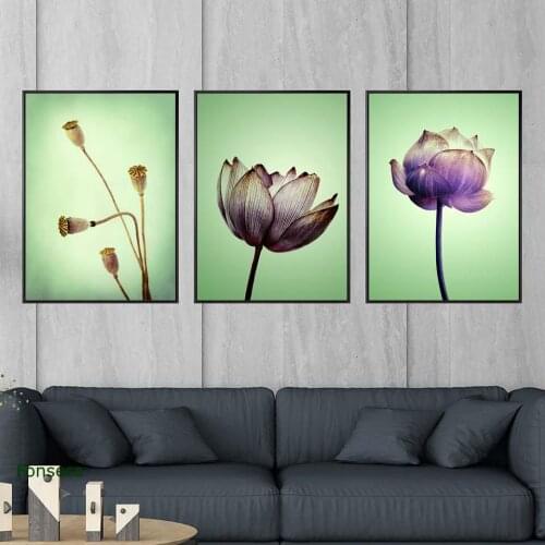 Modern Home Decor Chinese Style Sofa Background Wall Art Canvas Painting Simple Creative Lotus Print And Poster For Bedroom