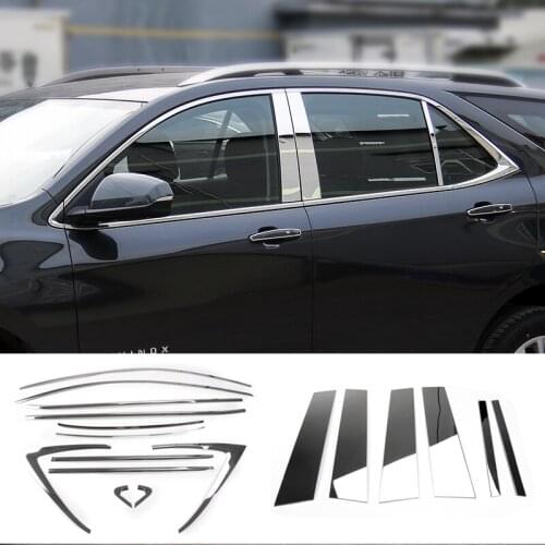 SHINEKA Stainless Steel Window Column Pillar Post Molding Trim Strips Sticker for Chevrolet Equinox 2017+Car Styling Accessories