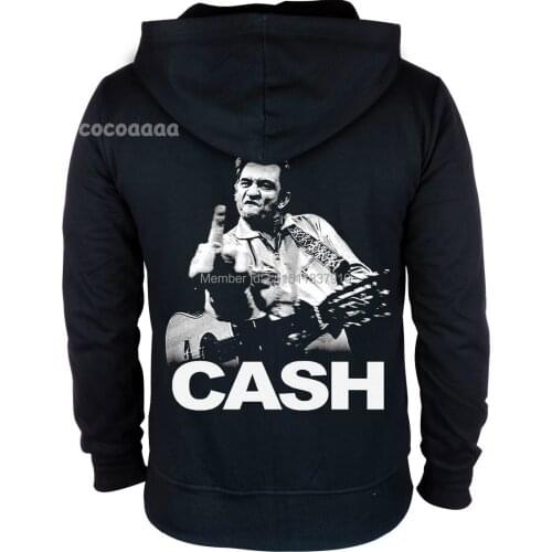 Zipper Sweatshirt Johnny Cash rocker brand clothing Cotton Rock star hoodies shell jacket punk fleece tracksuit Outerwear