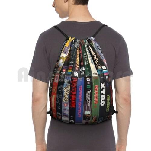 Vhs Collection Backpack Drawstring Bag Riding Climbing Gym Bag Vhs Vcr 80S 90S Retro Movies Film Cinema