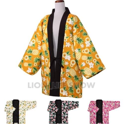 Japanese Men Women Hanten Winter Warm Wadded Cotton Kimono Haori Coat Outterwear Unisex