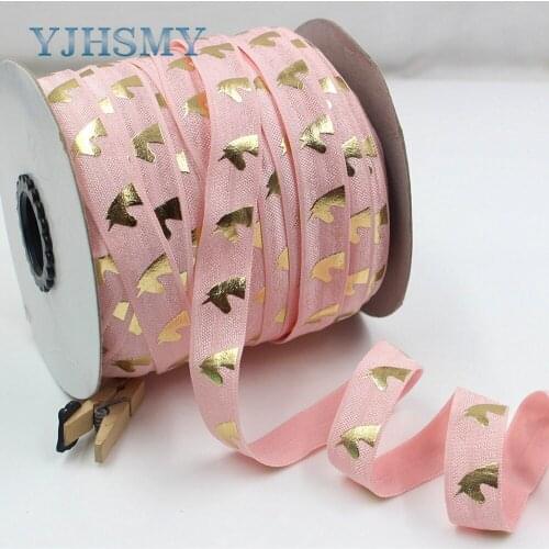 YJHSMY E-171005-44,16 mm Cartoon bronzing elasticity Ribbon,10 Yards Wedding Accessories DIY handwork materials