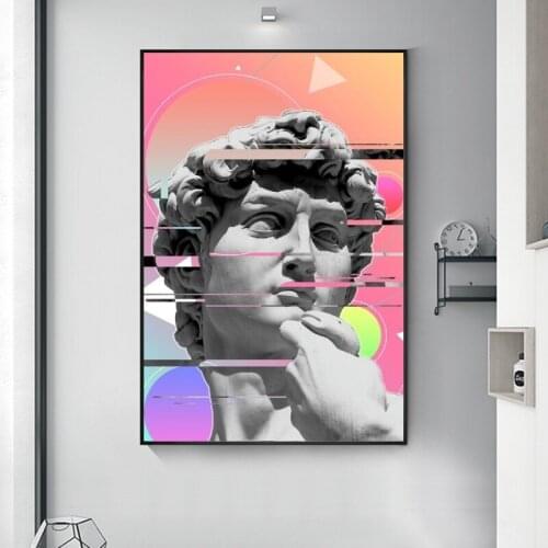 Funny Art of David Graffiti Art Posters And Prints Vaporwave Sculpture Of David Art Pictures Wall Paintings for Living Room
