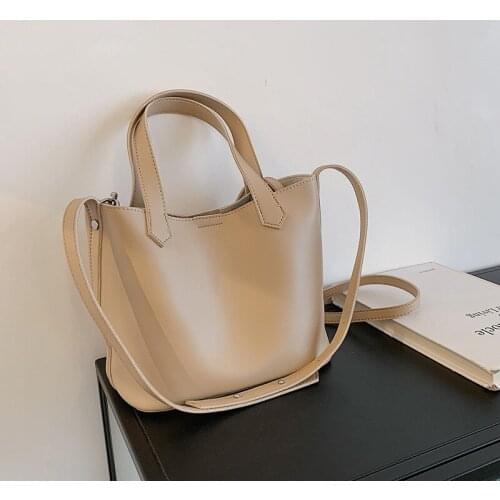 MJ Women Bucket Handbag 2021 Fashion New Summer Tote Handbags PU Leather Crossbody Shoulder Bag Small Totes Composite Bags