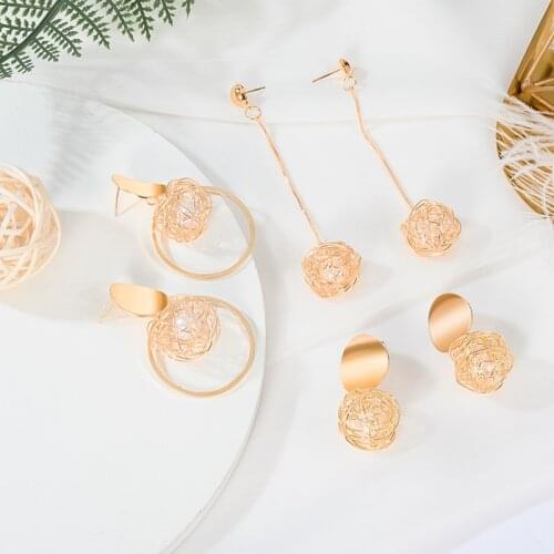 New Korean Statement Round Drop Earrings For Women Fashion Jewelry Vintage Geometric Long Dangle Earrings 2020 Female kolczyki