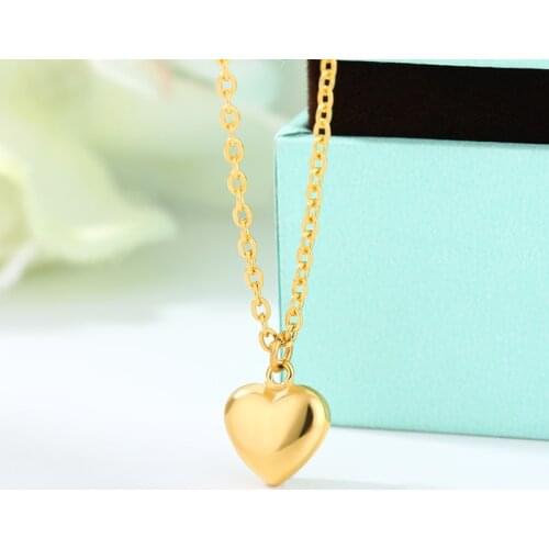 Gold Stainless Steel Heart Pendant Necklaces Fashion Love Couple Romantic Jewelry Wedding Gift 2021 Accessories
